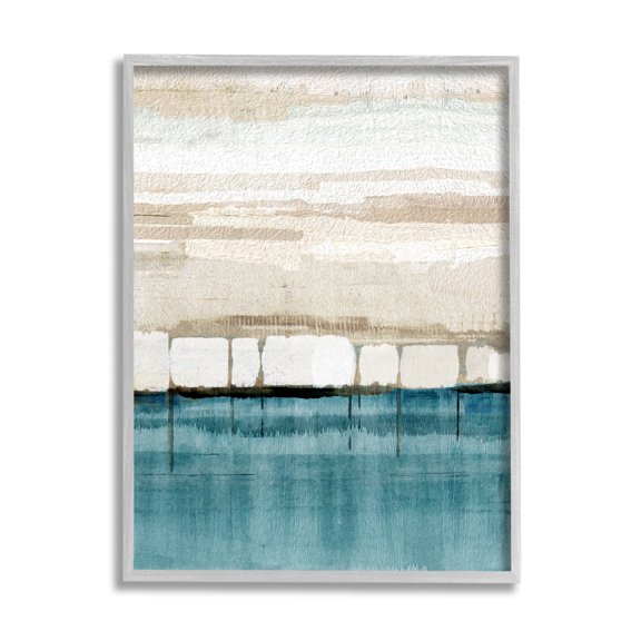 Stupell Industries Modern Landscape Abstraction Abstract Painting Gray Framed Art Print Wall Art, 16 x 20