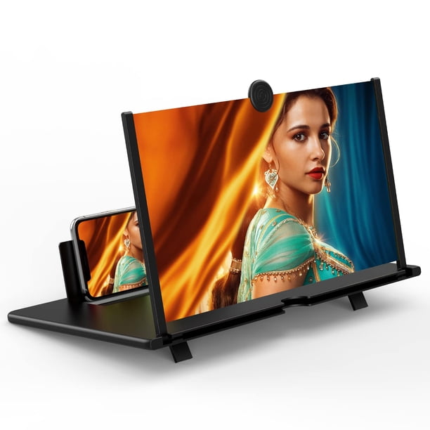 Lupa de pantalla de 16 pulgadas, proyector de lupa 3D HD para películas, vídeos y juegos, soporte plegable para teléfono con amplificador de pantalla, compatible con todos los smartphones