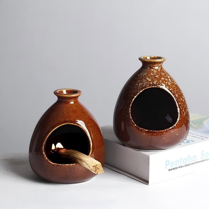 Drop Shape Palo Santo Holder - Ceramic Incense Burner with Ash Catcher, Wabi-Sabi Style Palo Santo Holder Stick Holder for Smudging, Meditation, Yoga & Minimalist Home Decor A1