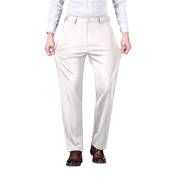 CONZONE Men's Suit Pants Wide Leg Dress Pants for Men Trendy Elegant Solid Casual Formal Business Pant With Pockets