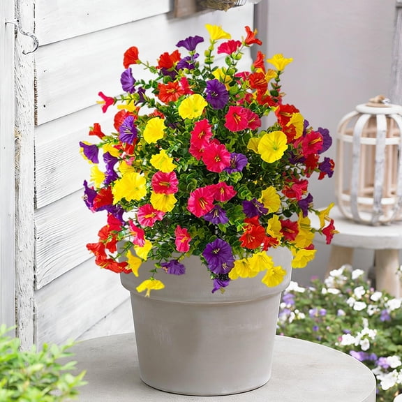Nkmbld Artificial Flower Stake Outdoor Decor, UV Resistant Faux Flowers Multicolor Morning Glory Garden Stakes for Home Front Porch Patio Garden Decor