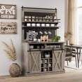 thumbnail image 3 of 75" Farmhouse Coffee Bar Cabinet with Sliding Barn Doors, Storage Buffet Sideboard with Adjustable Shelves, Coffee Station Hutch for Dining Room, Kitchen, 3 of 10