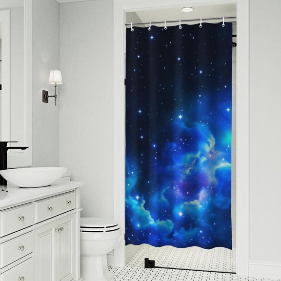 Colorful Starry Sky and Universe Modern Waterproof Shower Curtain Set with 12 Hooks, Washable Decorative Bathroom Shower Curtain