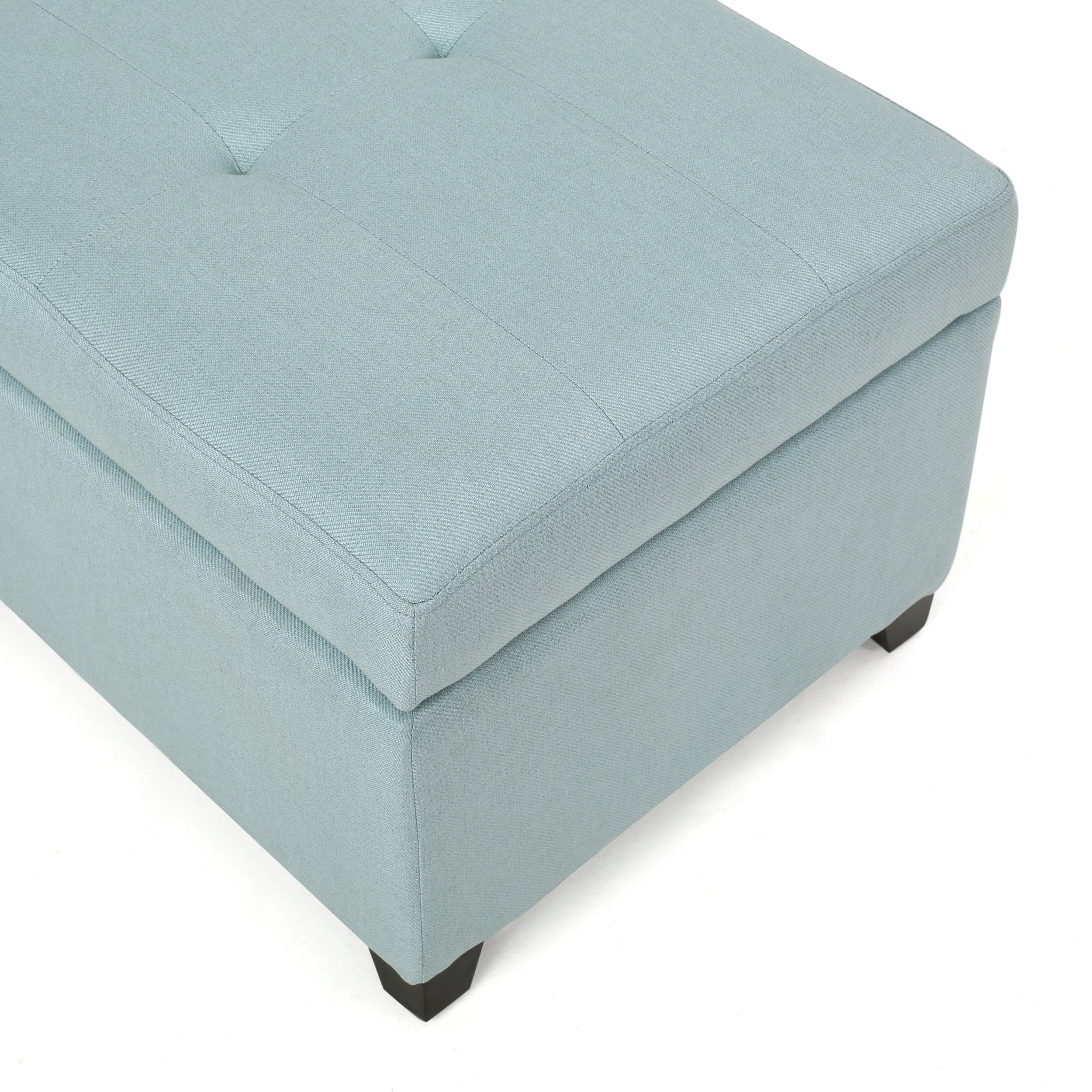 Noble House Hampton Light Blue Fabric Stoarge Ottoman