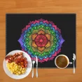 thumbnail image 3 of 2024 Placemat Mandala Flower / Hand of Fatima Print Table Mats for Dining Table Coasters Linen Coffee Cup Pads Kitchen, 3 of 6