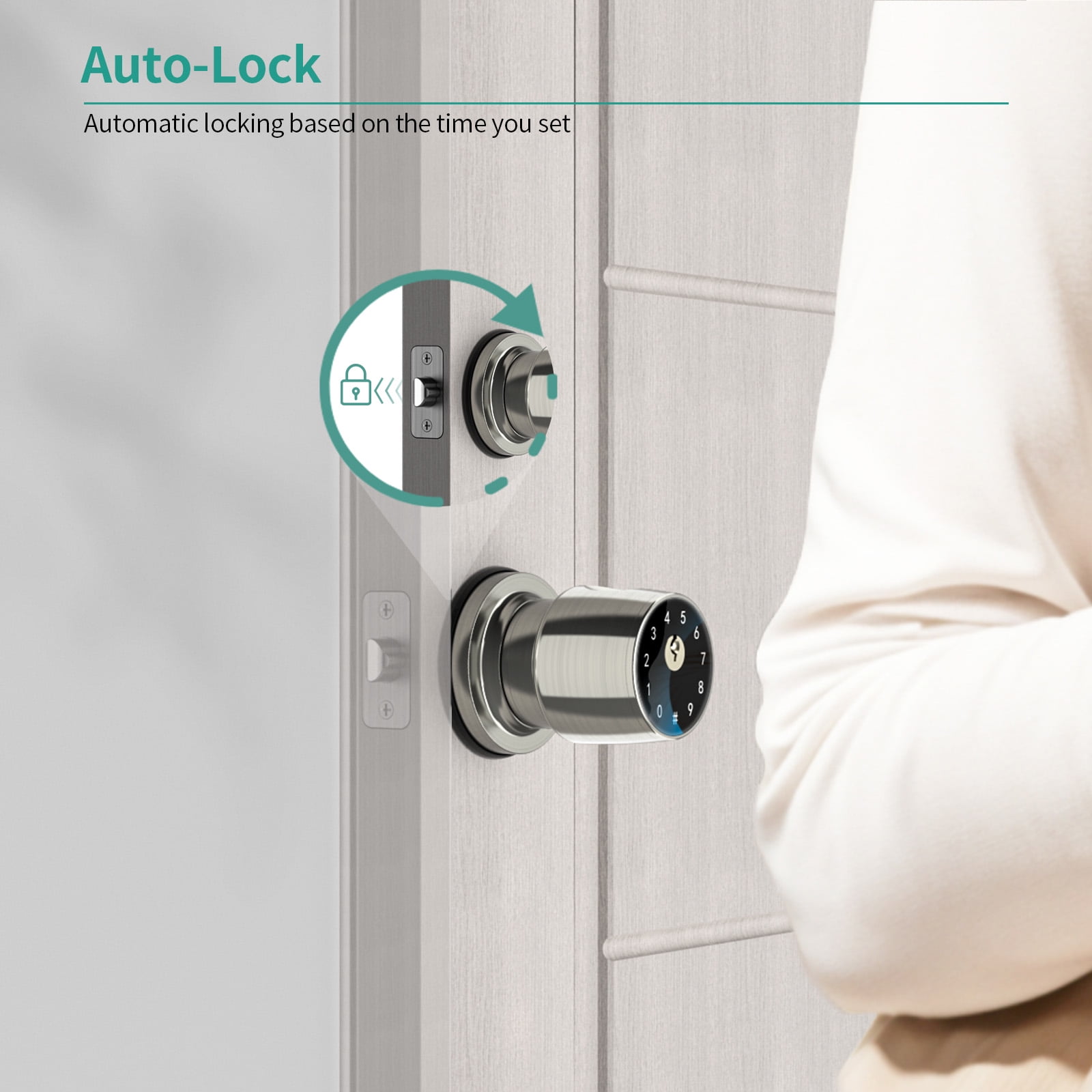 IRONZON Fingerprint Door Knob with App Control Smart Door Lock for Bedroom, Apartment Office and Garages