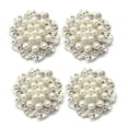 thumbnail image 1 of Paquete de 10 botones de flores de perlas de imitación de diamantes de imitación, broches de botón de cristal plateado a la moda para hacer joyas, ropa, manualidades DIY, 1 of 5