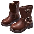 thumbnail image 3 of FUZHIQ Girls Dress Boots Ankle Boots for Girls Short Boots Girls Toddler Ankle Boots Low Heel Side Zipper Dress Booties,Brown,6.5-7 Years, 3 of 8