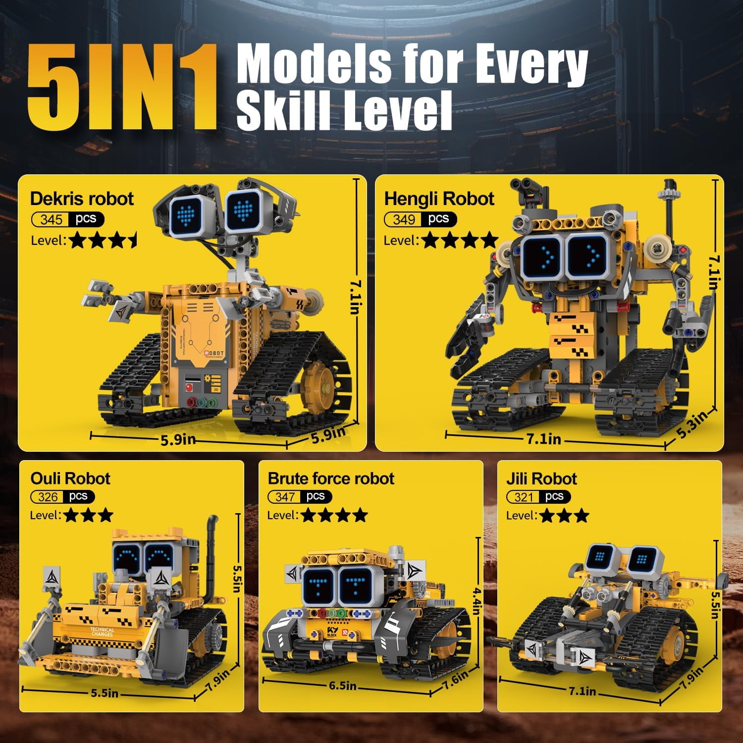 STEM Robot Building Kit, 5-in-1 Remote Control Building Toys Kit,Chirstmas Birthday Gift for Boys Ages 8 9 10 11 12 13 14