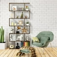 thumbnail image 3 of Giantex 6-Tier Bookshelf w/Open Shelves, S-Shaped Display Shelf, Wooden Utility Organizer Bookcase for Home Office (Brown), 3 of 8