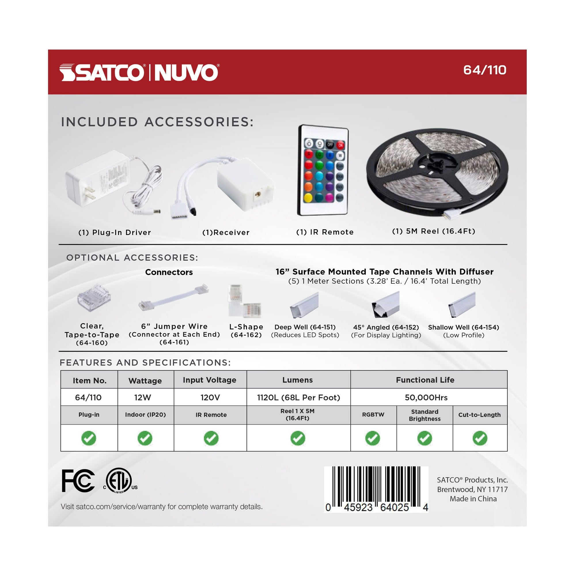 Nuvo Lighting - Dimension Performer - 12W LED Tape Light with Plug Connection In