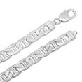 thumbnail image 2 of 10mm Chunky Rhodium Plated Silver Flat Mariner Chain Necklace, 24 inches, 2 of 6