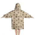 thumbnail image 2 of Brown Dog Paw Footprint Bone Blanket Hoodies for Kids 6-13YR Oversize Wearable Blanket Hoodies for Boys Girls Teens, 2 of 7
