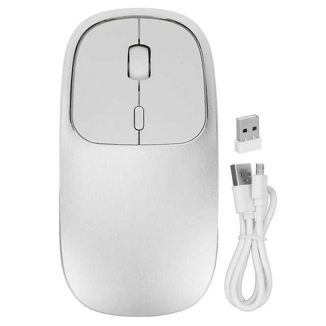 Wireless Mouse 2.4GHz Metal Durable Portable Slim Design Rechargeable Adjustable DPI Office Mouse with USB Receiver
