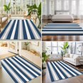 thumbnail image 4 of Large Area Rugs 6'x9', Navy Blue Grey Stripe Carpet Runner Indoor Outdoor Rugs Home Decor Aesthetic, Minimalist Farmhouse Striped Non Slip Mats Washable Accent Rug for Living Room Bedroom, 4 of 8