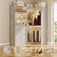 thumbnail image 2 of Homieasy 4.4FT Walk-in Corner Closet System with 4 Drawers, 2 Hanging Rods and Shelves, White Oak, 2 of 8