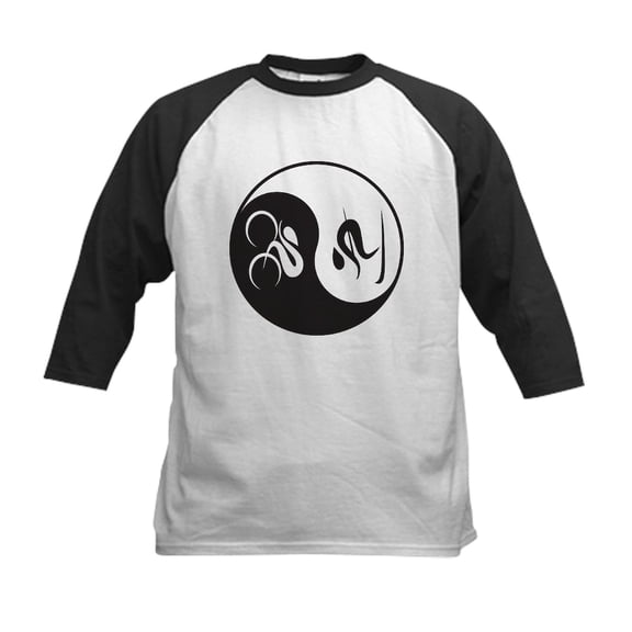 CafePress - Bike Ski Yin Yang Kids Baseball Jersey - Kids Cotton Baseball Jersey, 3/4 Sleeve Shirt