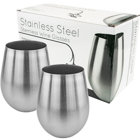 

Stainless Stemless Wine Glass Set of 2