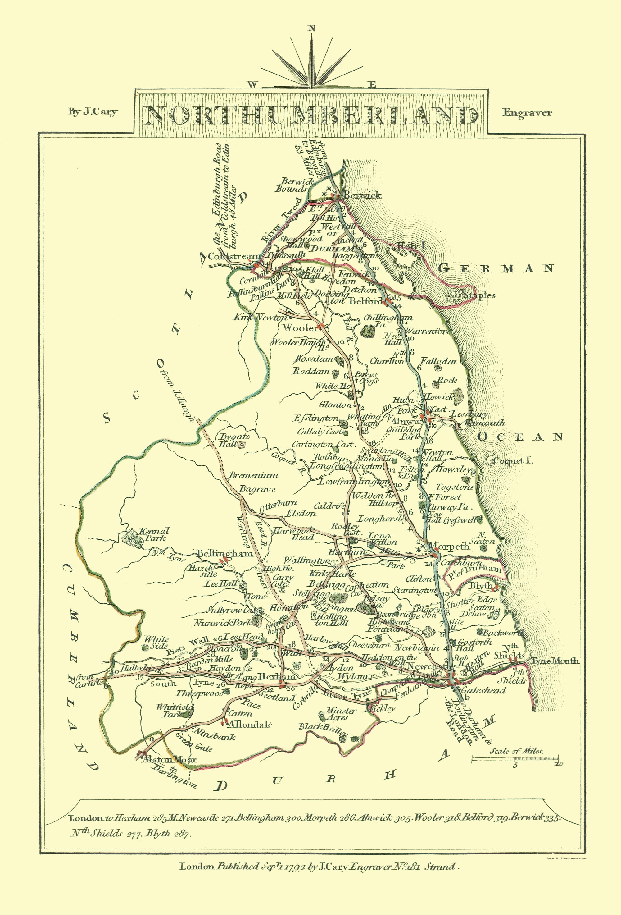 Northumberland County England Cary 1792 23 x 33.87