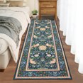 thumbnail image 2 of Garvee 2'x6' Floral Animal Print Runner Rug Washable Rugs, Low Pile Stain Resistant Rug Botanical Bird Soft Carpet for Hallway Bedroom Kitchen, Blue, 2 of 8