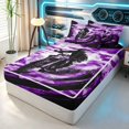 thumbnail image 3 of Erosebridal Dirt Bike Zipper Full Size Comforter Sets with Fitted Sheet and 2 Pillowcases, Tire Track Zipper Bedding Set, Purple Black, Black Reversible, 3 of 7