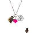 thumbnail image 2 of Delight Jewelry Resin Sitting Owl - Hot Pink Heart Nurse Strong Zoe Necklace, 2 of 4