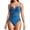 Blue, variant on Womens One Piece Swimsuit 2025 V-Neck Ruched Mesh Bathing Suit with Spaghetti Straps, Tummy Control Swimwear