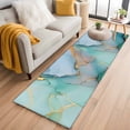 thumbnail image 3 of Teal Marble Area Rugs 2x6 for Kitchen Runner Rug, Abstract Art Modern Geometric Golden Non Slip Washable Rug Runner, Low Pile Indoor Floor Carpet Mat Bathroom Rugs for Bedroom, Kids Room, 3 of 9