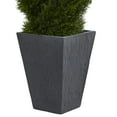 thumbnail image 3 of Nearly Natural 4' Cypress Double Spiral Topiary Artificial Tree in Slate Planter UV Resistant, Green, 3 of 5