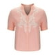 thumbnail image 3 of Vestidos Casuales Para Mujer, Blusas De Mujer De Moda Suéter de manga corta con cuello en V y bordado de lino sintético para mujer, top de moda, 3 of 4