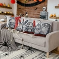 thumbnail image 4 of Haperlare 4 Pcs 18" x 18" Pillow Covers Skeleton Skull Throw Pillowcases Halloween Decorations for Sofa Couch Bed, Red Gray, 4 of 5