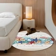 thumbnail image 3 of Round Area Rug 3.3 Ft, Blue Starfish Beach Washable Non-Slip Circle Carpet for Living Room/Bedroom, Summer Coral Conch Coastal Retro Beige Low-Profile Small Kitchen Mats Collection Rugs for Indoor, 3 of 7