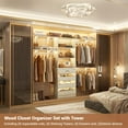 thumbnail image 2 of Aheaplus Closet System with 4 Drawers, 8FT Wood Closet Organizer System, 96’’ Closet Built In System Tower with Shelves, Walk-in Closet Wardrobe Clothes Garment Rack, Fits Spaces 4-9 ft, White Oak, 2 of 8
