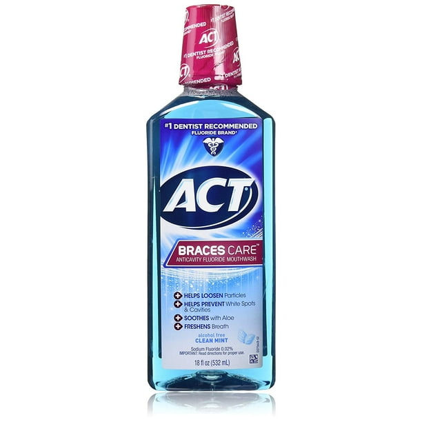 Act Braces Care Anticavity Flouride Mouthwash 18 Ounce 2 Pack Walmart