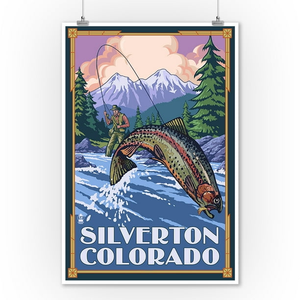Silverton, Colorado Fishing Scene Lantern Press Poster