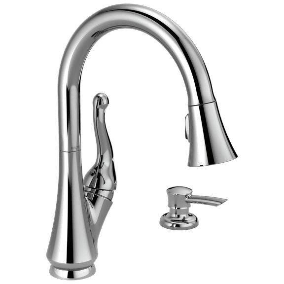 Talbott Single Handle Pull-Down Kitchen Faucet with Soap Dispenser in Chrome 16968-SD-DST