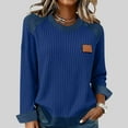 thumbnail image 2 of Fewfanhot Long Sleeve Shirts for Women Oversized Cable Knit Sweaters Chunky Long Sleeve Denim Crew Neck Knit Pullover Tunic Sweaters, 2 of 6