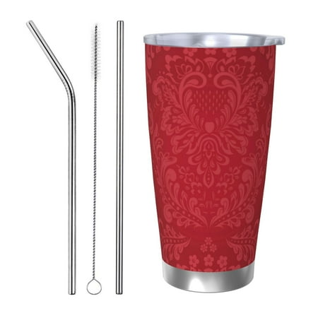 

Matuu Vintage Burgundy for 20oz Durable Thermal Cups Keep Drinks Cold and Hot Insulated Car Mug with Lid-Straw Three-piece Set