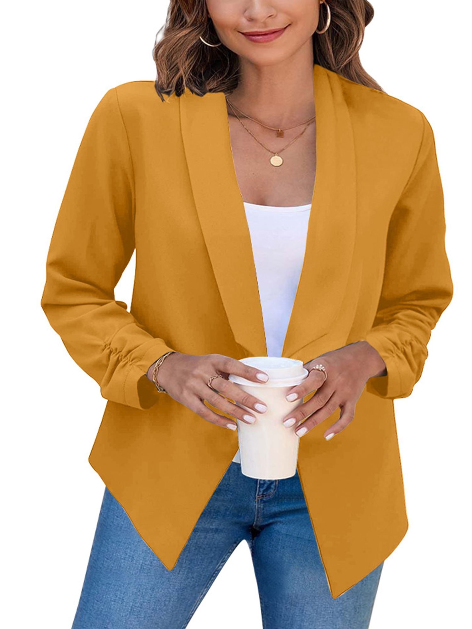 Frontwalk Oversized Casual Blazers For Women Long Sleeves Open Front