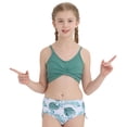 thumbnail image 3 of Girls Two Piece Criss Cross Bikini Bathing Suit Ribbed Crop Top Print High Cut Swim Bottoms for Teens 7-16, 3 of 7