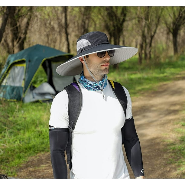 Men Wide Brim Sun Hats UPF50+ Waterproof Breathable Bucket Hat for