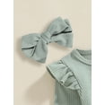 thumbnail image 5 of Suealasg Kids Baby Girl Spring Outfits Clothes 6M 1T 2T 3T Solid Color Long Sleeve Crew Neck Tops Elastic Waist Long Pants Bow Headband 3Pcs Causal Clothing for Toddler Girl, 5 of 8