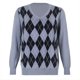 thumbnail image 1 of Women Long Sleeve V-Neck Sweater Preppy for England Style Argyle Plaid Print Pullover Top Casual Loose Retro Knitwear Ju L, 1 of 4