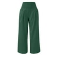 thumbnail image 3 of Baqcunre Linen Pants Linen Pants For Women High Waisted Wide Leg Loose Fit Palazzo Pants Beach Trendy Trouses With Pockets Womens Sweatpants Women'S Pants Army Green L, 3 of 3