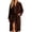 Coffee, variant on Womens Bathrobe Fall Winter Thick Velvet Solid Color Soft Trimmed Collar Mid Length Cozy Wrap Robe with Pockets & Belt