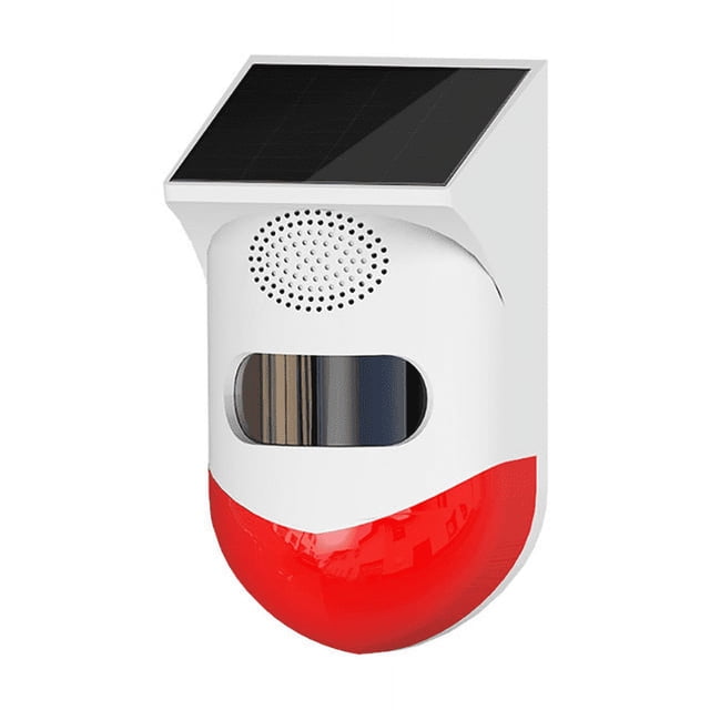 Alarma solar con control remoto Detector de movimiento Luz de alarma al aire libre 120db Sonido Luz de sirena de seguridad Impermeable Protegido para su hogar