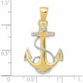 thumbnail image 3 of 10K Yellow With Rhodium Yg Anchor Rope Pendant (32 X 20) Made In Peru -Jewelry By Sweet Pea, 3 of 6