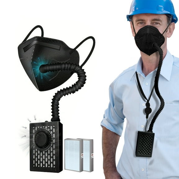 Smooth Breathing,Electric Air-Powered KN95 Mask with Replaceable Filters, Includes 2 HEPA Filter,Reusable Respirator Face Mask for Dust Work,Sleeping Outdoor Sports Housework