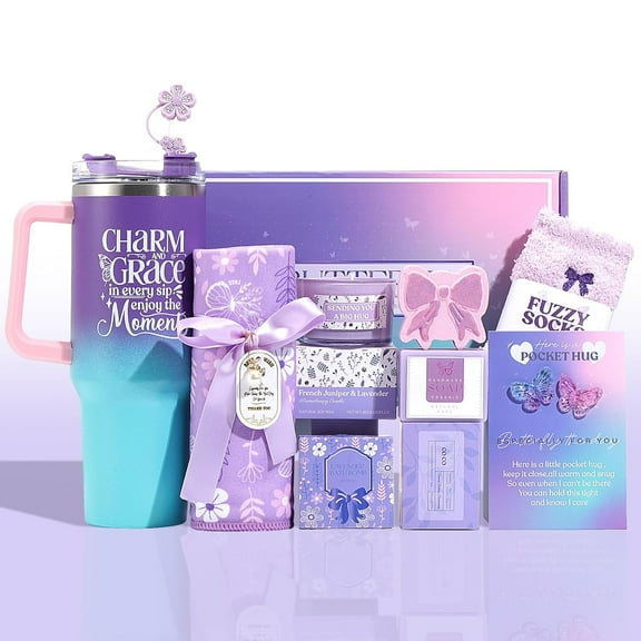 Christmas Gifts Birthday Gifts for Women Self Care Gifts Get Well Soon Gifts, Lavender Relaxing Spa Gift Basket Care Package, Gifts Box Thank You Gift for Mom Wife Girlfriend Coworker Friends Sisters
