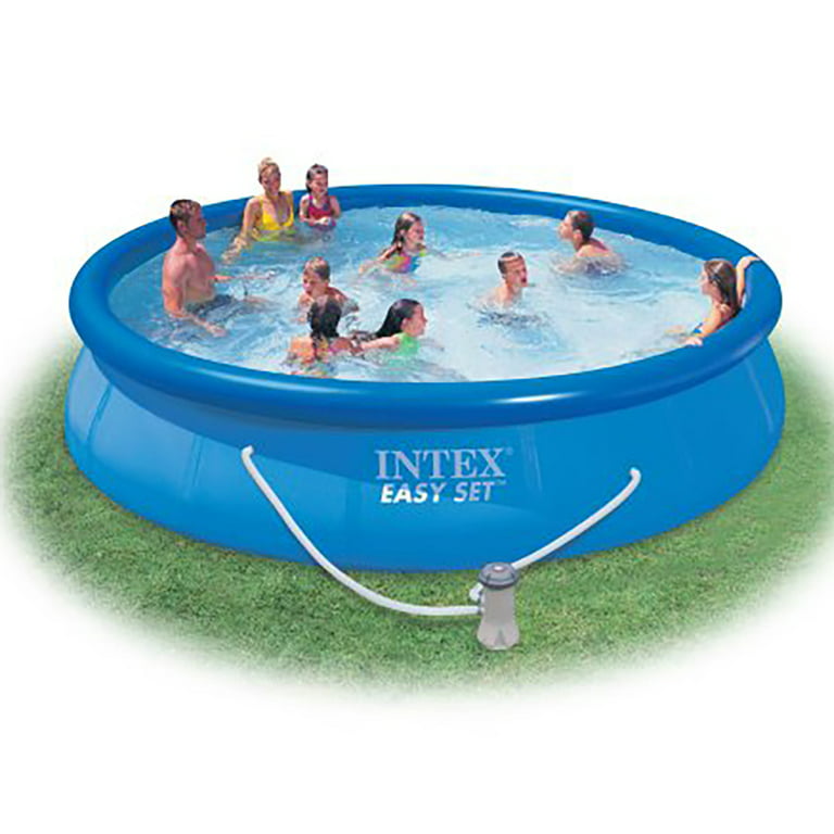 retning lette Ideel Intex Easy Set 15ft x 33in Inflatable Kid Family Swimming Pool with Filter  Pump - Walmart.com